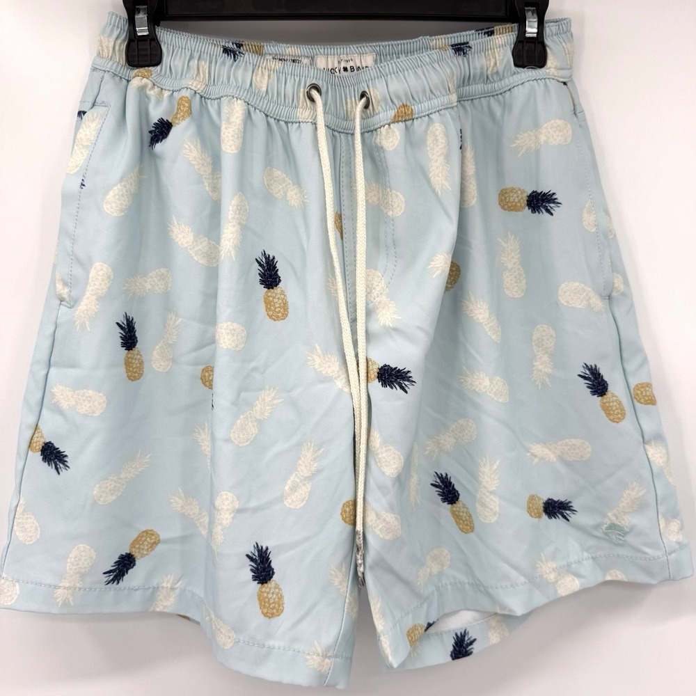 Lucky Brand Swim Trunks Mens M Blue Pineapple Saturday Stretch Board Shorts